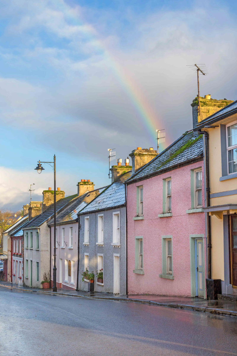 Rainbow over Cong in Ireland